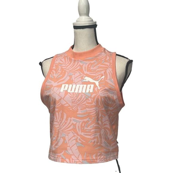 Puma Women's Floral-Vibes AOP Top, Peach Pink, Sz. L - Picture 7 of 8